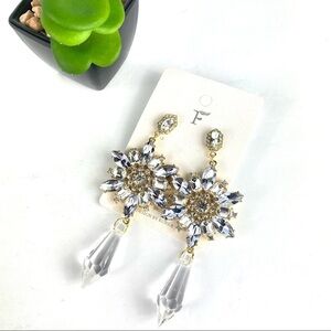 Faux Diamonds Drop Earrings Lavender Clear Bridal Prom Jewelry